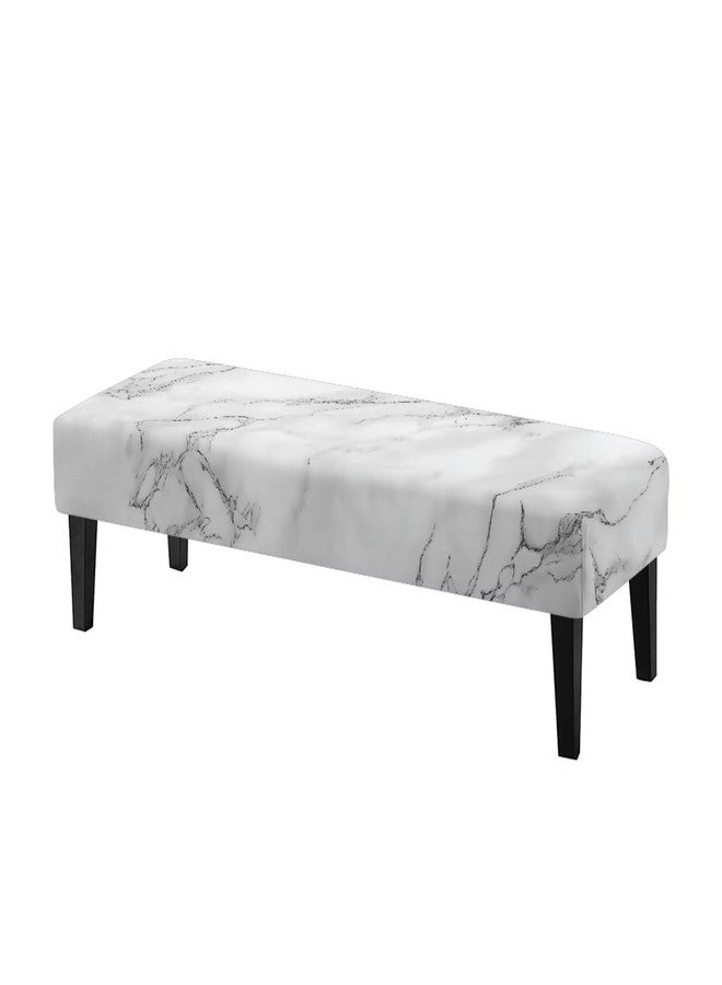 Tnasranmo Marble Bench Cushion Cover Ottoman Cover Rectangle Stretch Slipcover Stretch Storage Ottoman Bench Slipcover for Living Room, Bedroom, Kitchen Removable White - Image 1